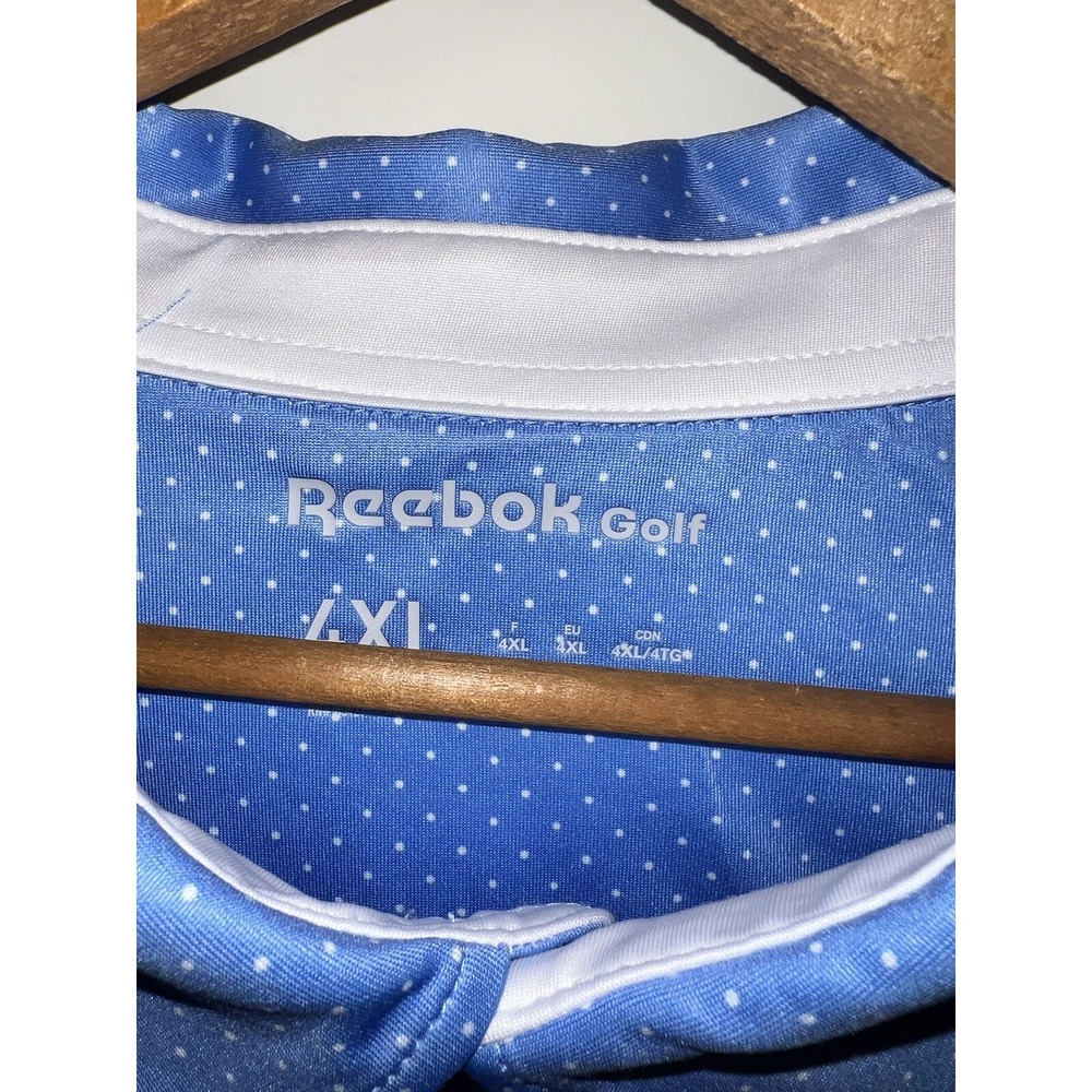Reebok Golf Polo Shirt Mens 4XL Blue Micro Dot Short Sleeve Big and Tall - Picture 3 of 3